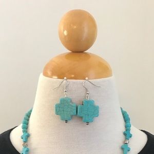 Turquoise Cross Earring